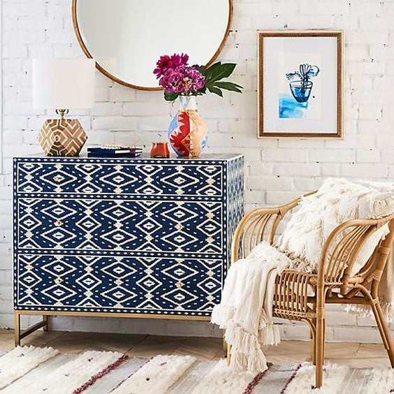 Bone Inlay Swirl Side Table