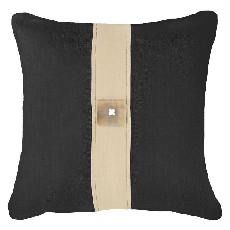 Outdoor Horn Button Lounge Cushion 55 x 55cm in Black