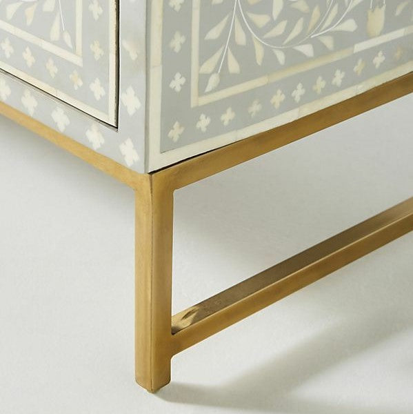 Bone Inlay Scroll Vine Buffet in Grey