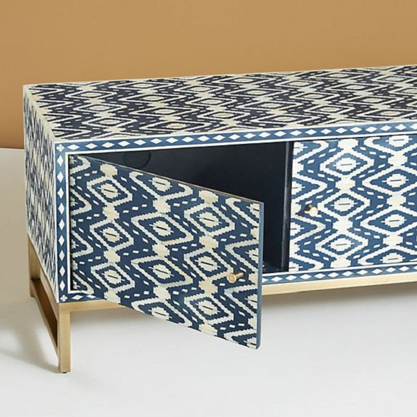 Bone Inlay Swirl Side Table
