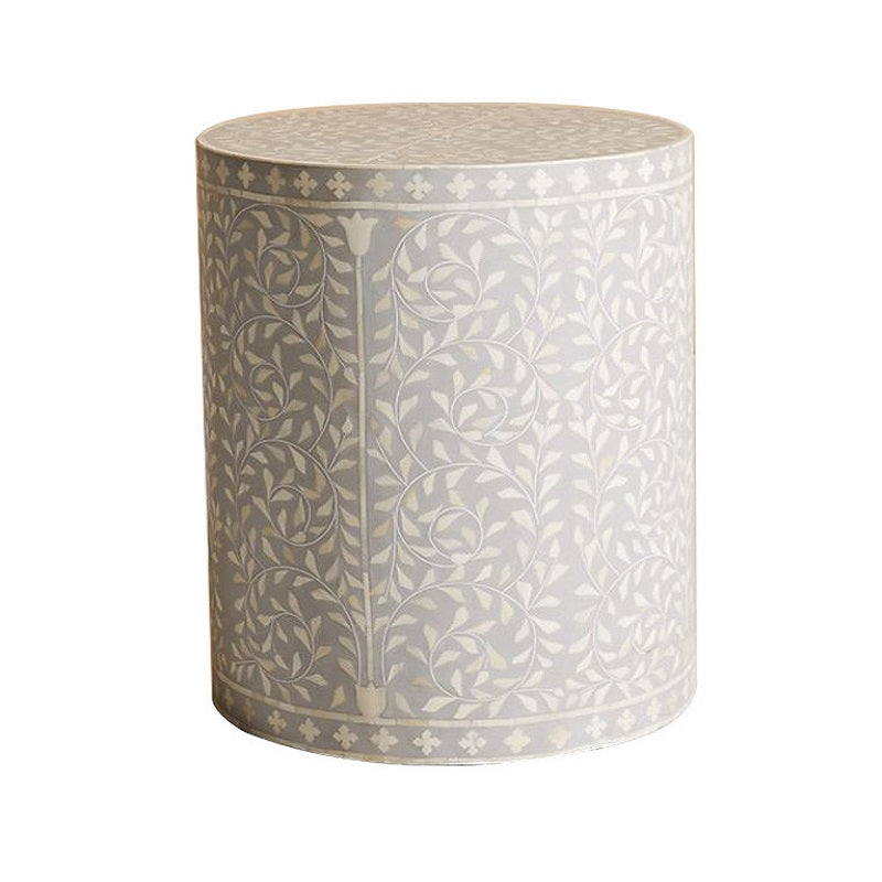 Bone Inlay Scalloped Side Table