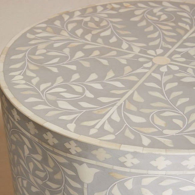 Bone Inlay Scalloped Side Table