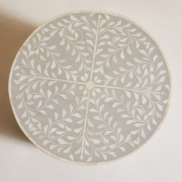 Bone Inlay Scalloped Side Table