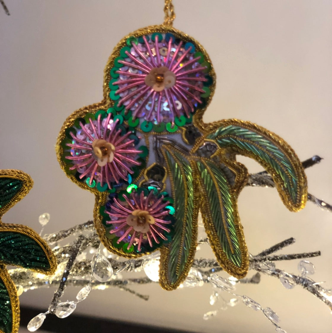 Gumnut Flower Sequin Hanging Tree Decoration