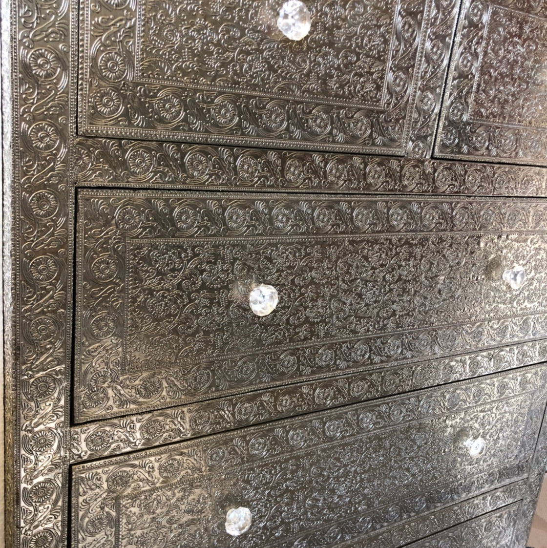 Embossed Metal 6 Drawer Chest