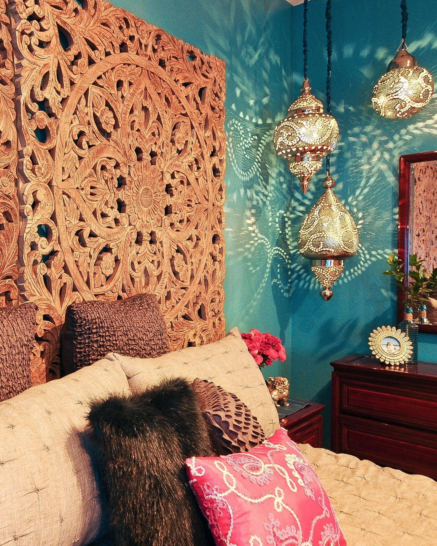 Hand Carved Timber Cut-Out Bedhead