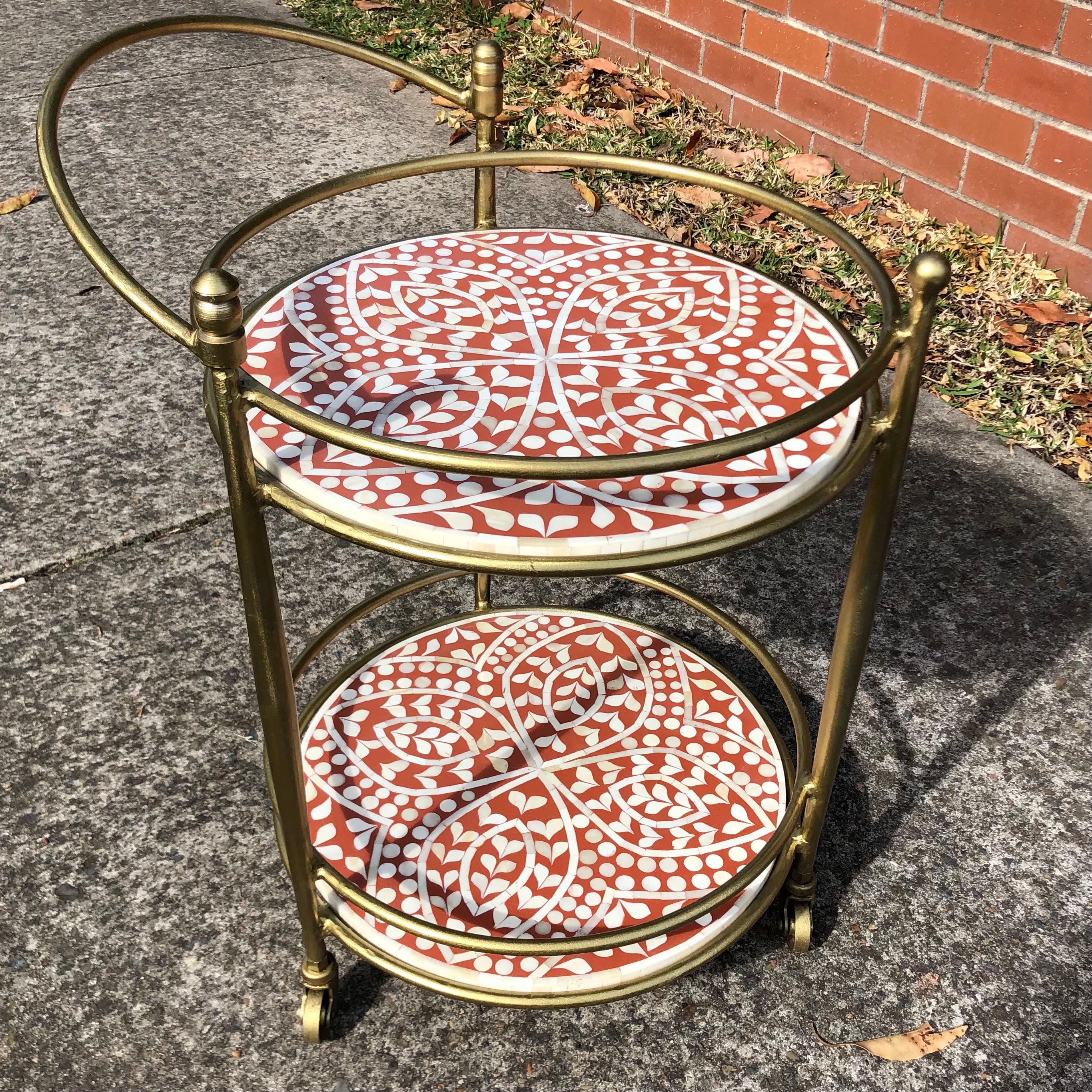 Raji Bone Inlay Drinks Trolley