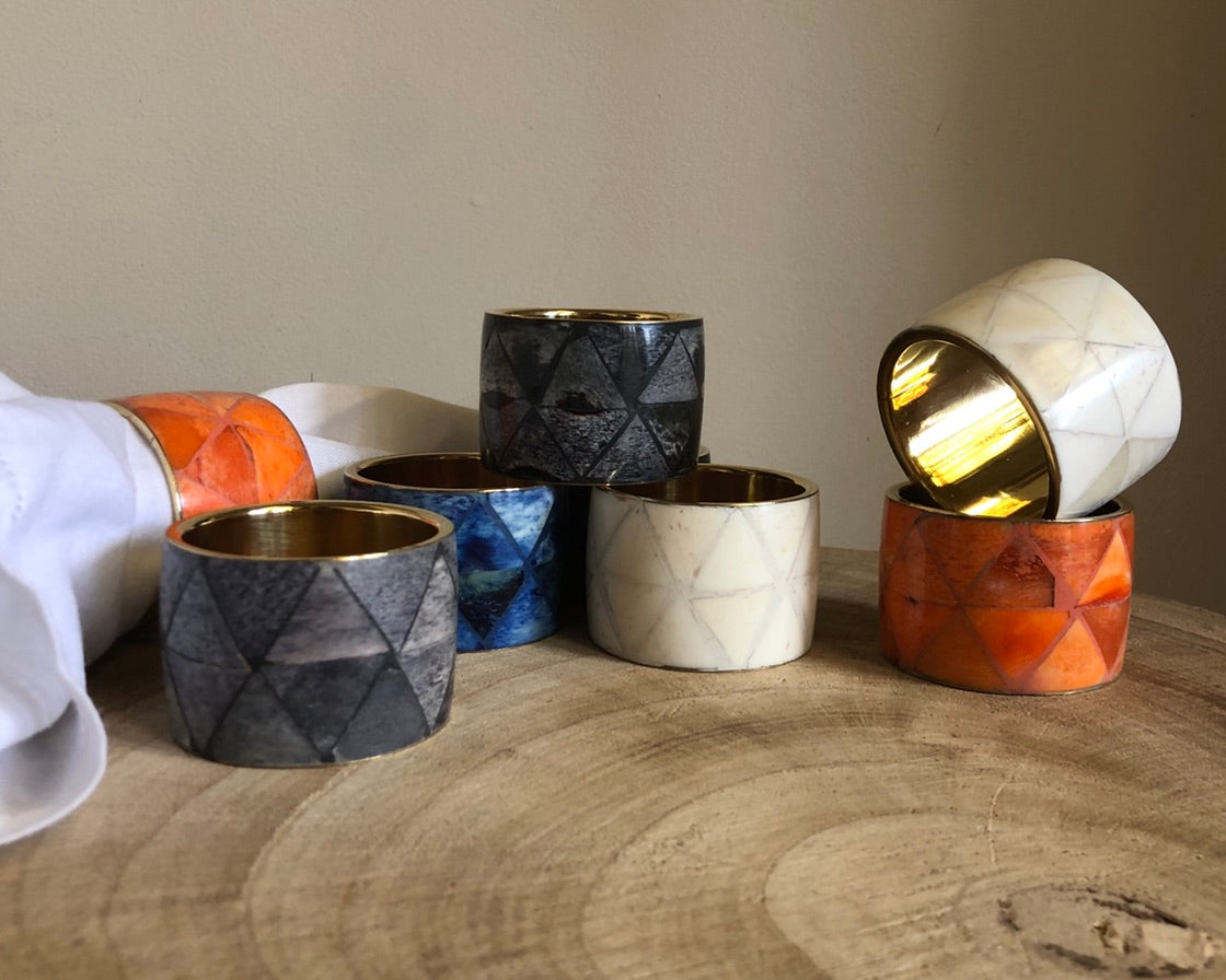 Bone Inlay Napkin Ring in Black