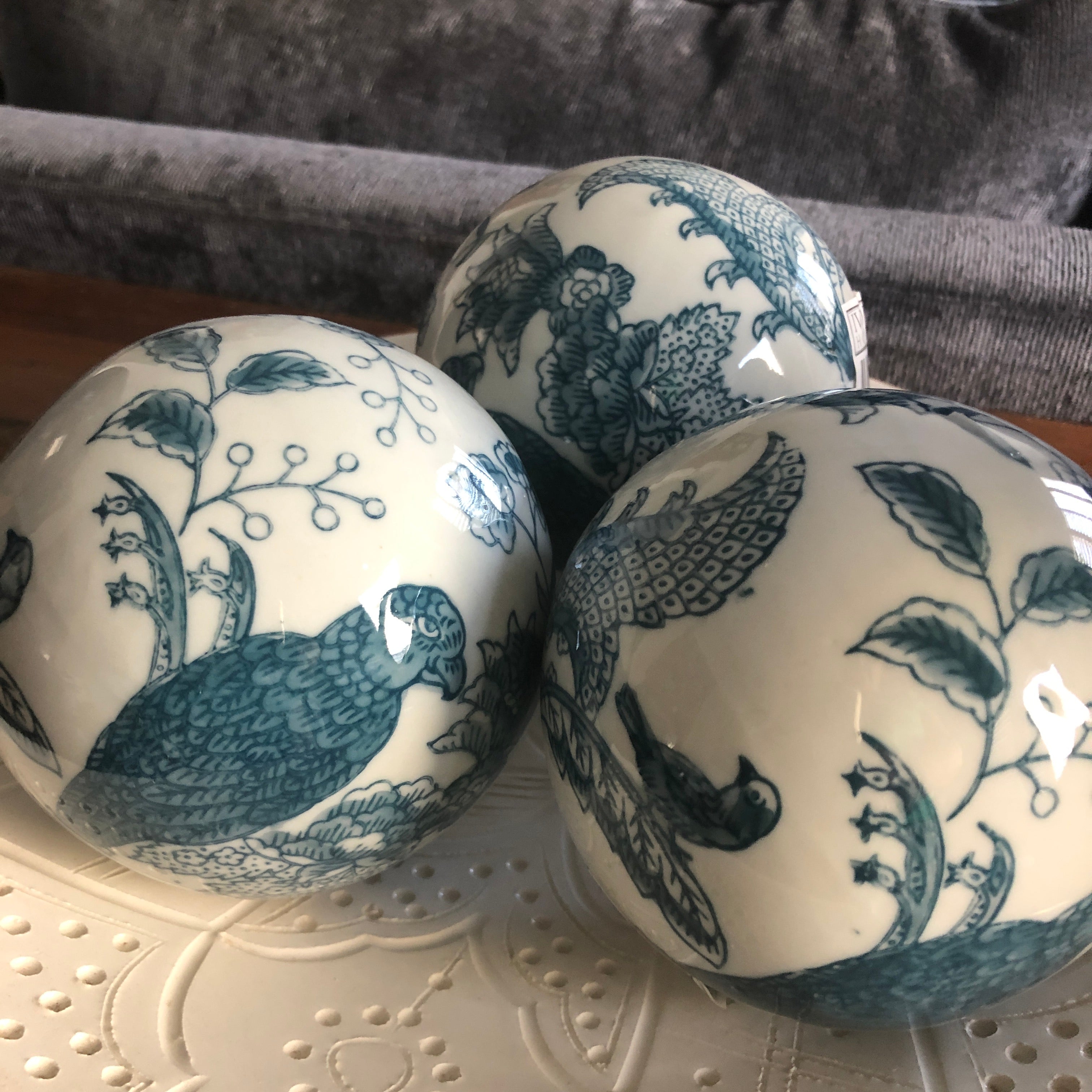 Chinoiserie Decorator Balls in Blue - Set of 4