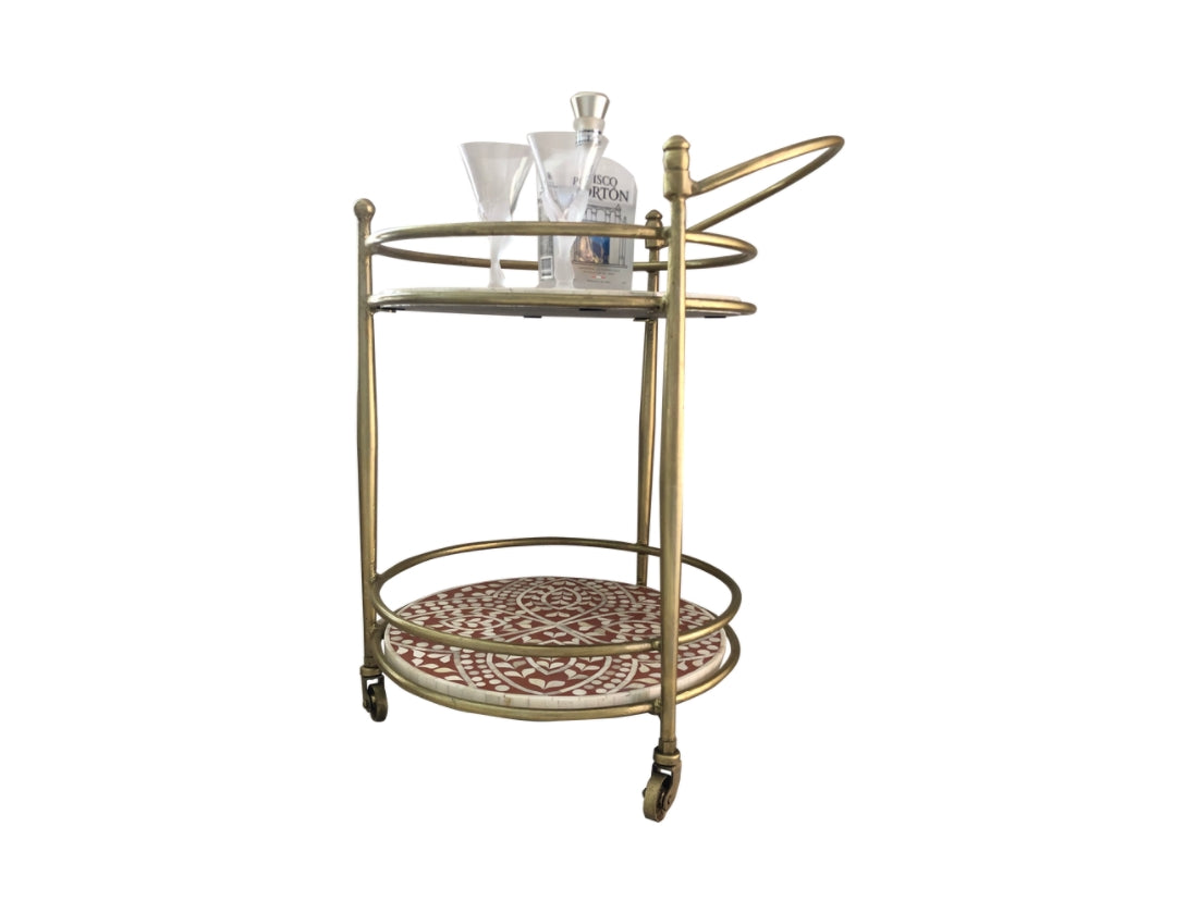 Raji Bone Inlay Drinks Trolley