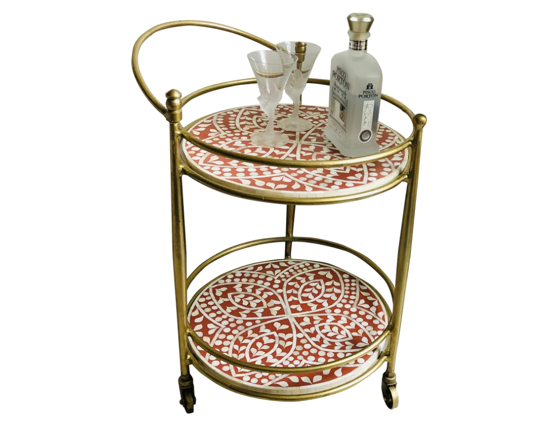 Raji Bone Inlay Drinks Trolley