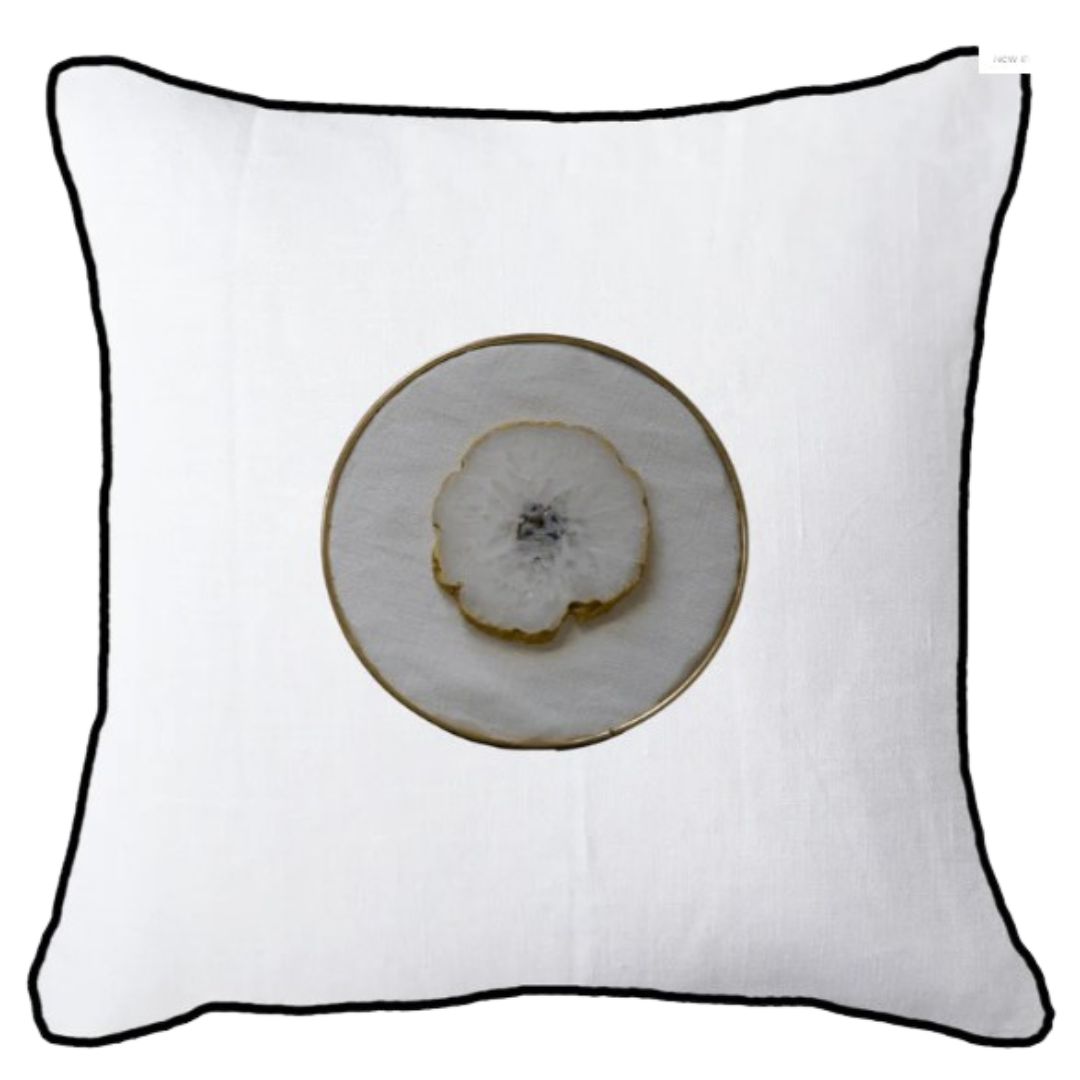 Mother of Pearl Medallion Linen Cushion