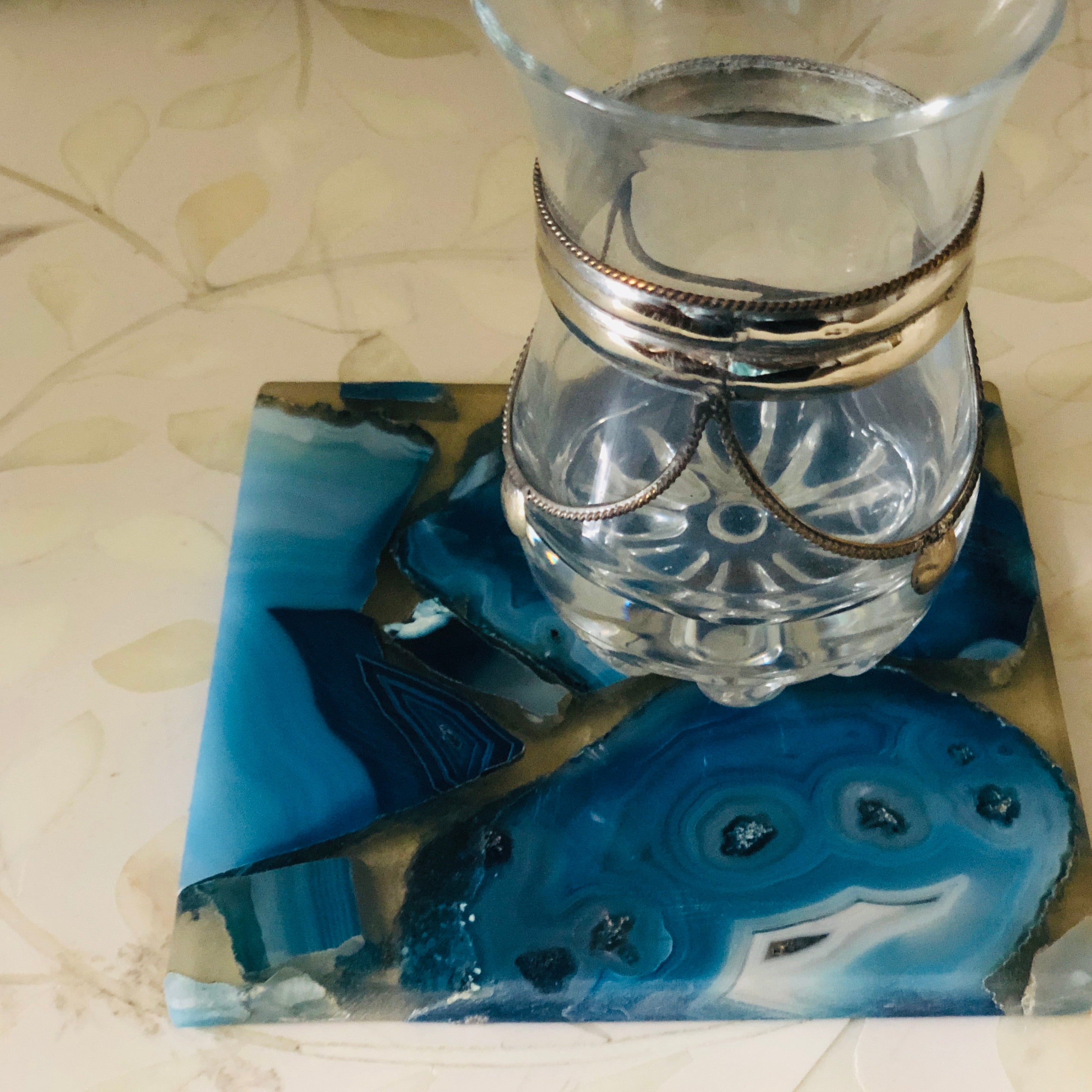 Agate & Resin Coaster in Blue
