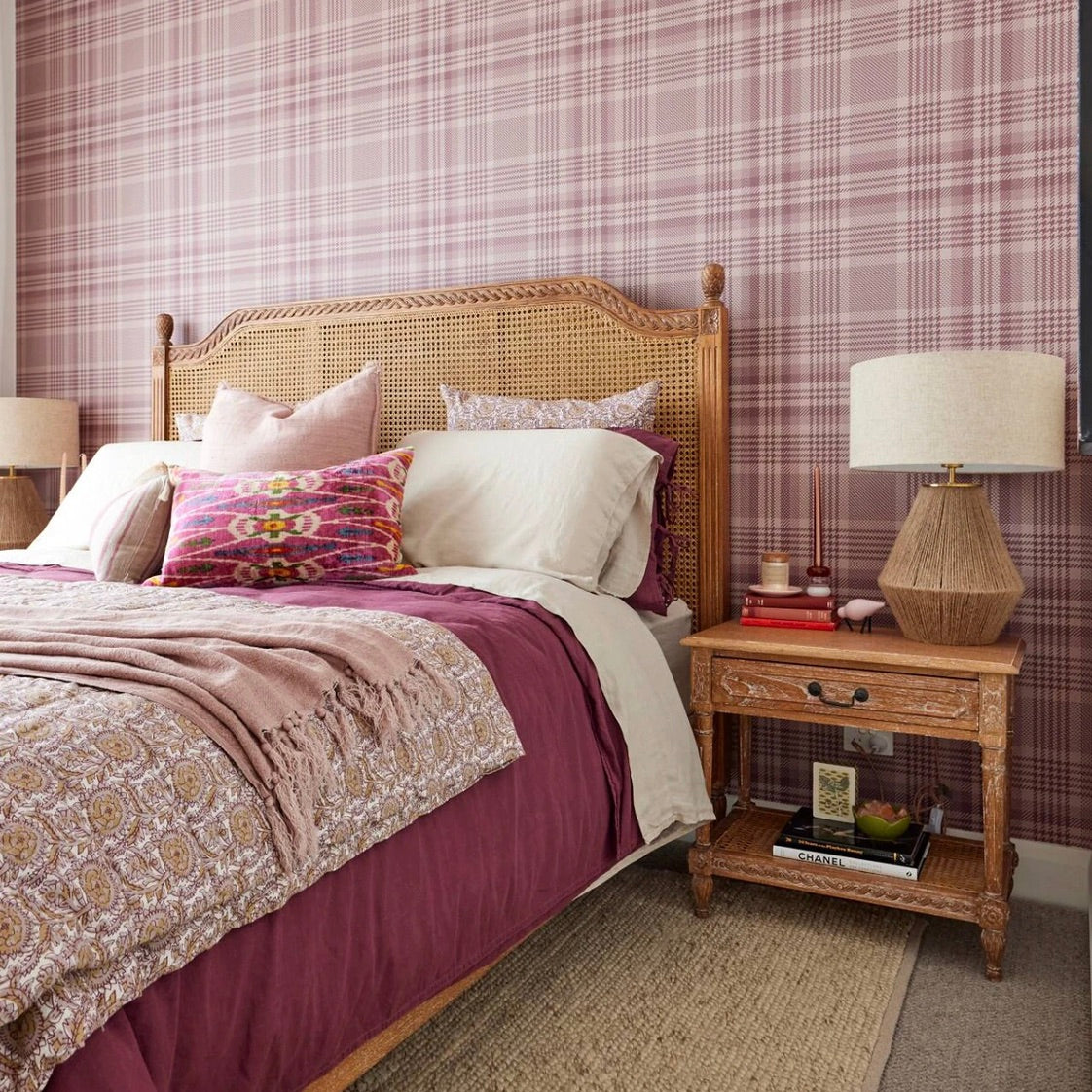 Vascalles Rattan Headboard in Oak