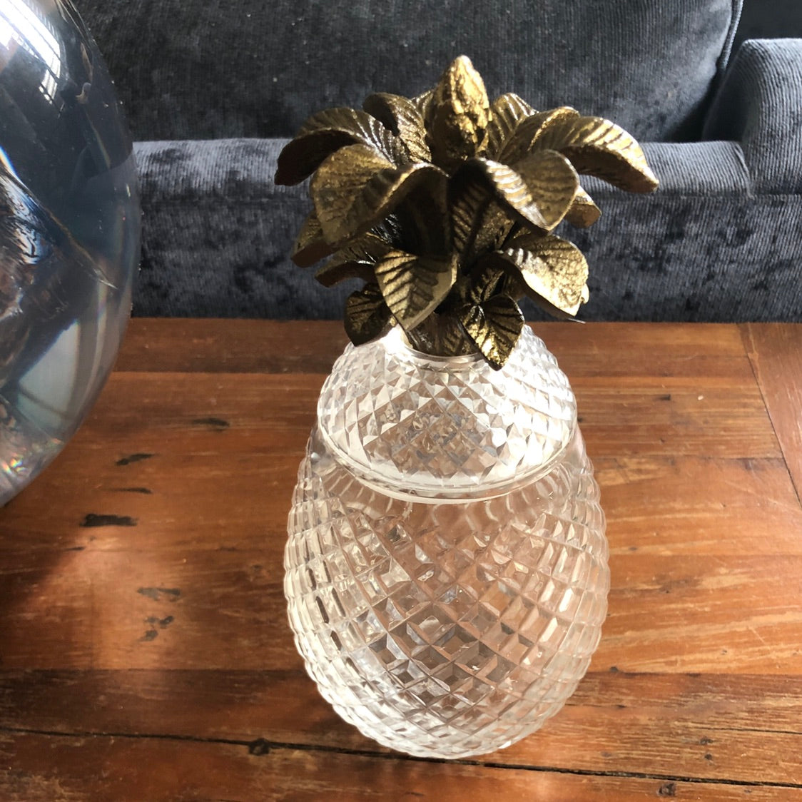Cut Glass Pineapple Lidded Jar