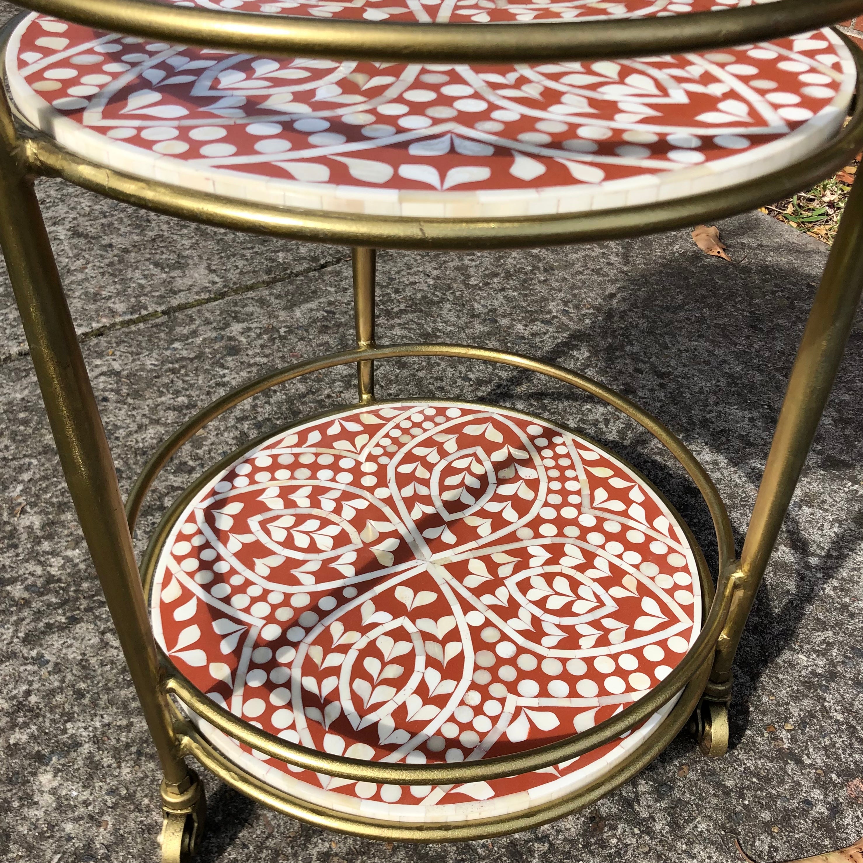 Raji Bone Inlay Drinks Trolley