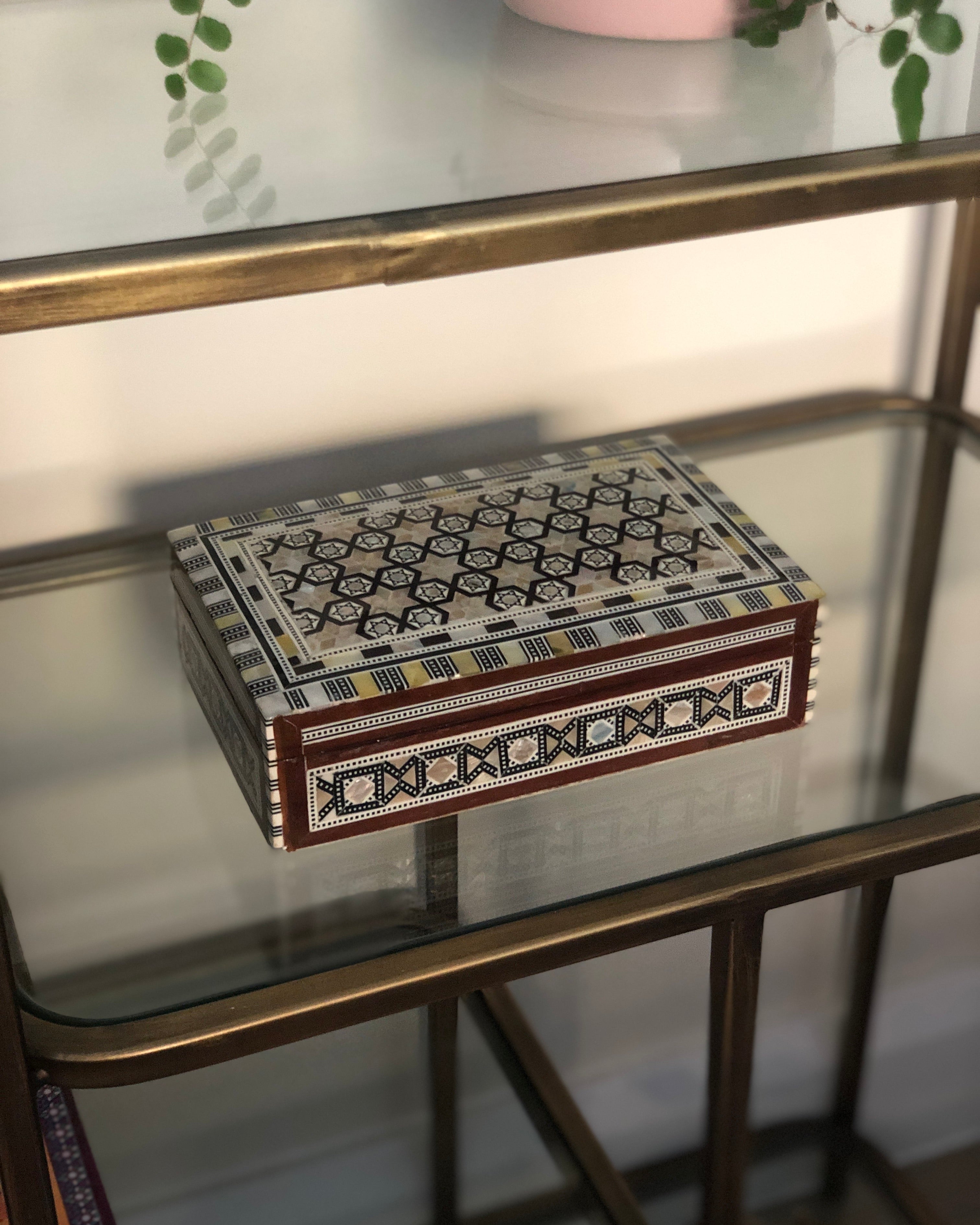 Mother of Pearl Inlay Bedside Cabinet in Grey - WS#1