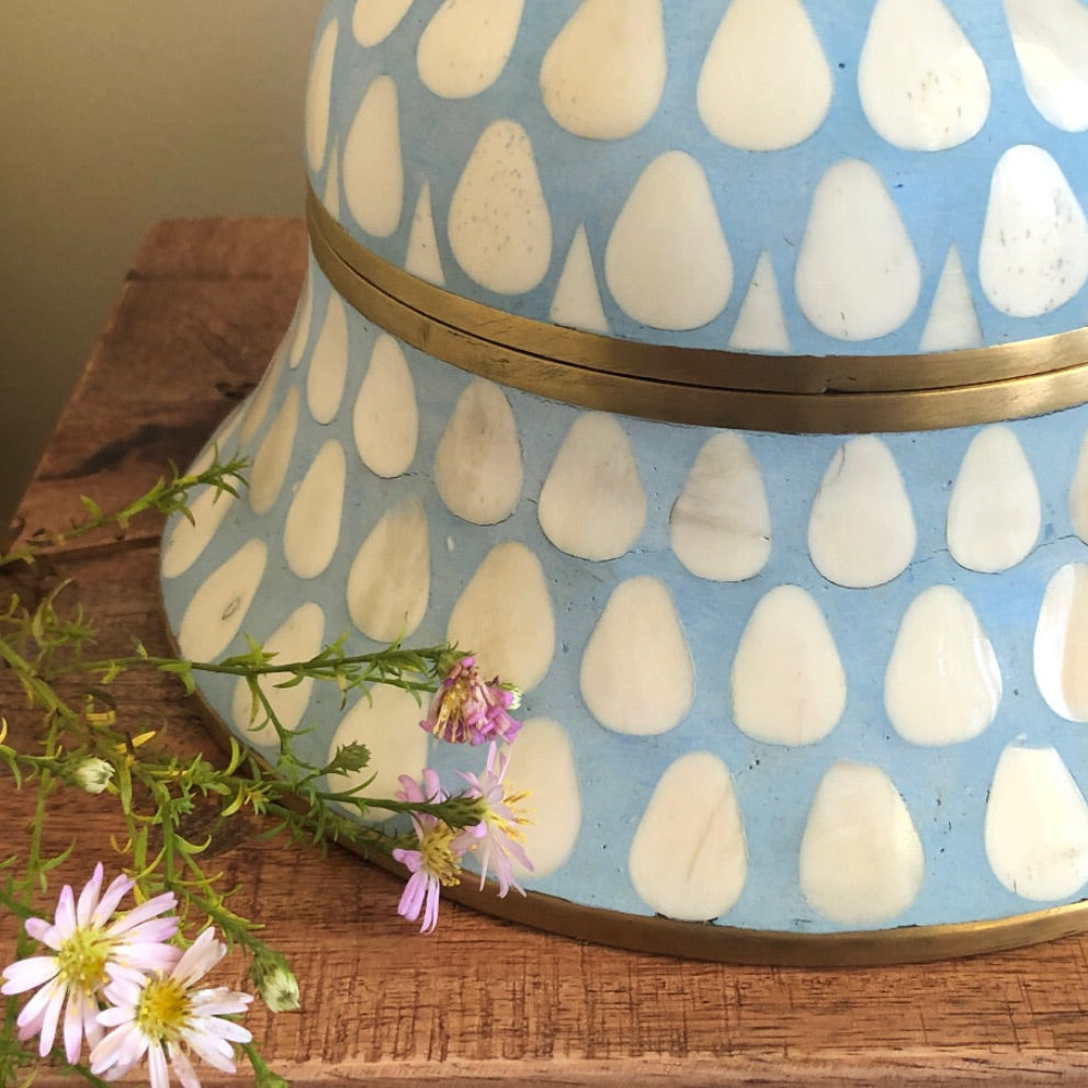 Bone Inlay Suri  Box in Powder Blue - Warehouse Sale