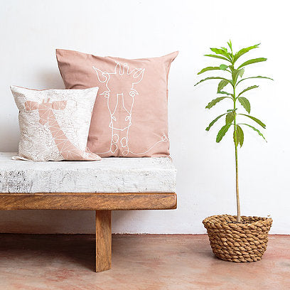 Malawi Cushion Range: Hand-printed Lion Cushion cover Crackle