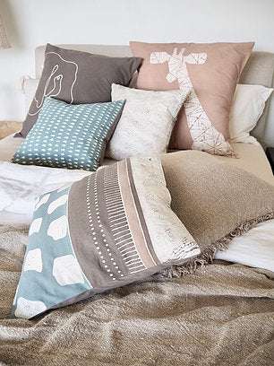 Malawi Cushion Range: Hand-printed Lion Cushion cover Crackle