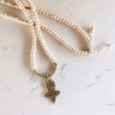 Ethiopian Cross Bead Necklace in Ivory