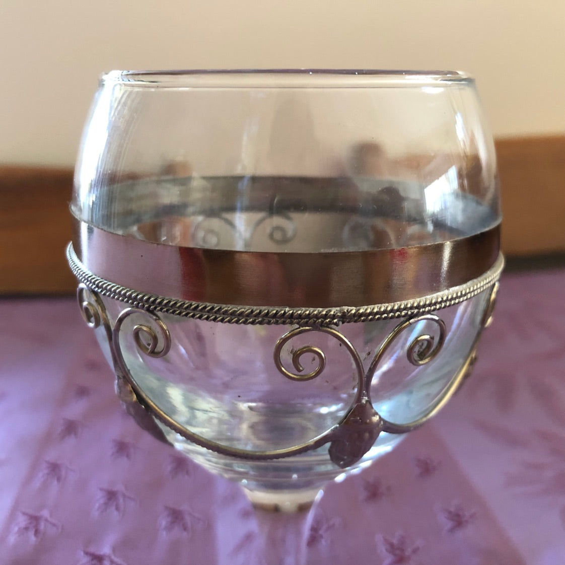 Moroccan Wine Glasses with Silver Embellishment - Set of 6
