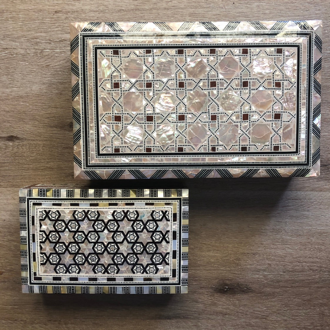 Mother of Pearl Inlay Bedside Cabinet in Grey - WS#1