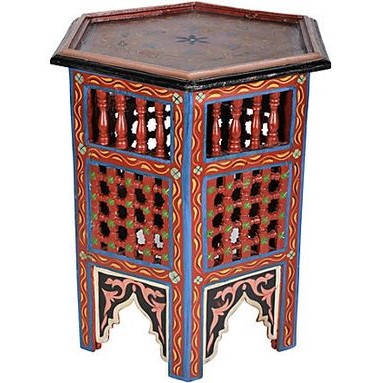 Handpainted Moroccan Octagonal Side Table