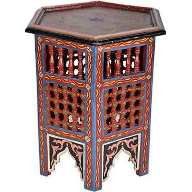 Handpainted Moroccan Octagonal Side Table