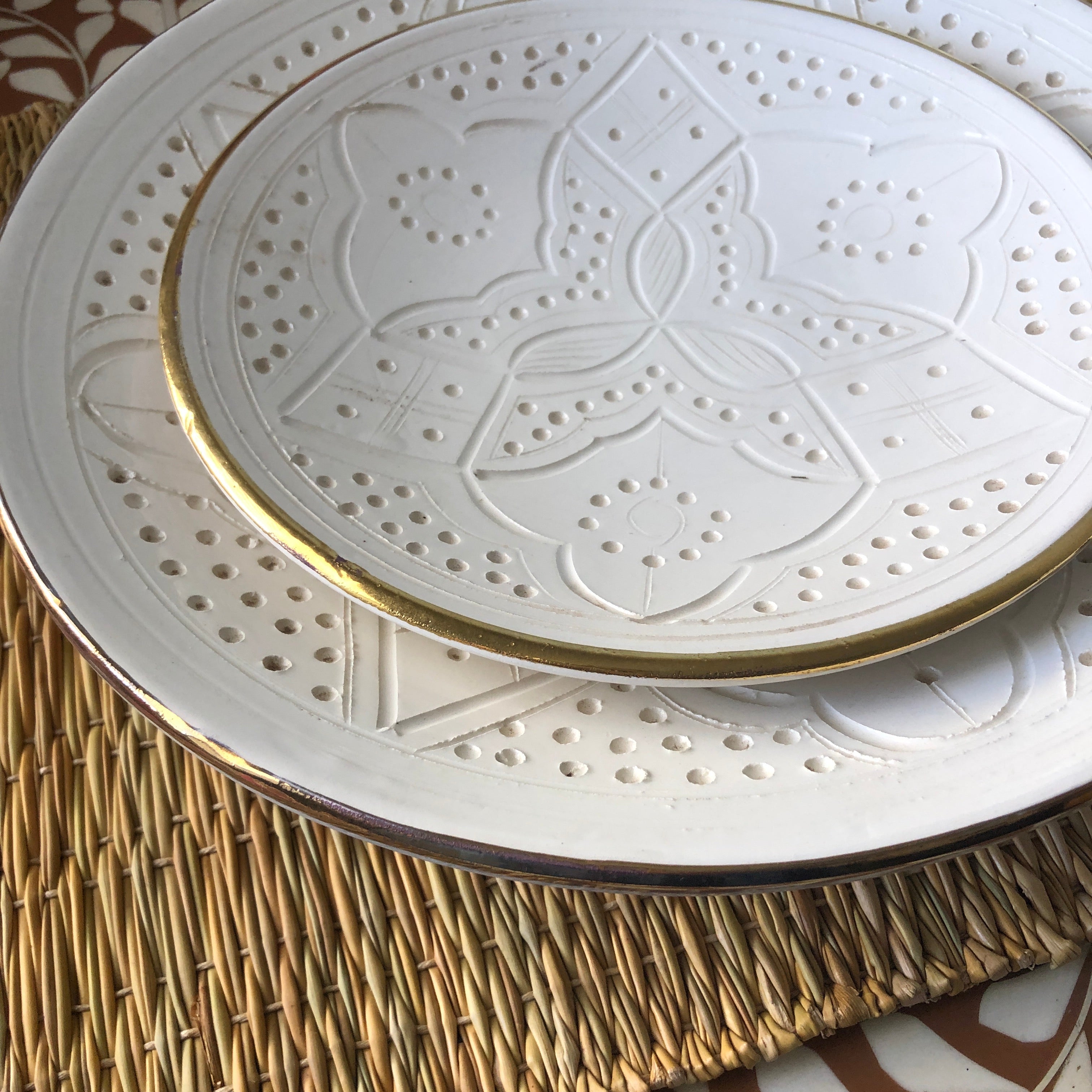 Pastel Safi Plates (Set of Two) in White