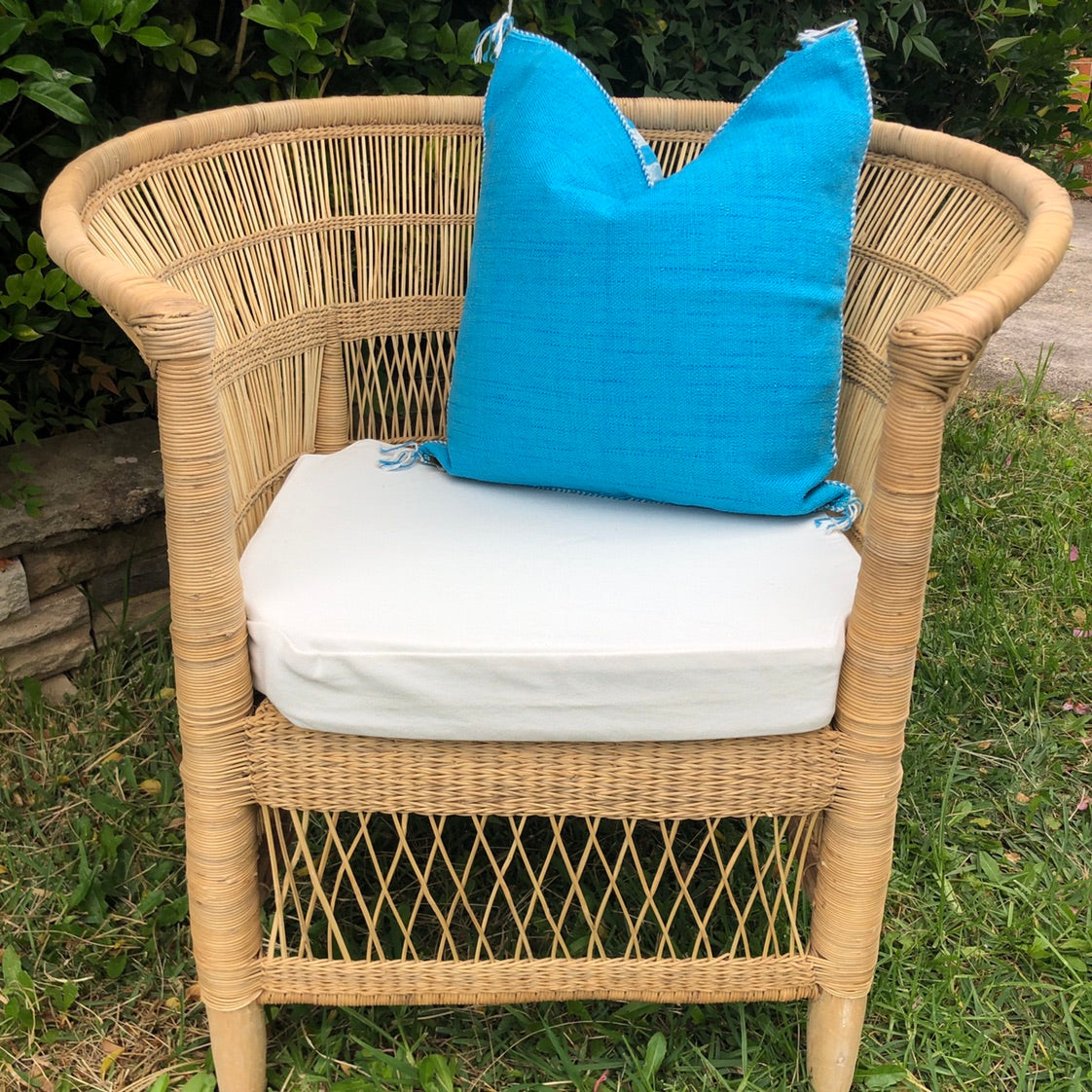 Genuine Moroccan Cactus Silk Pillow in Cerulean
