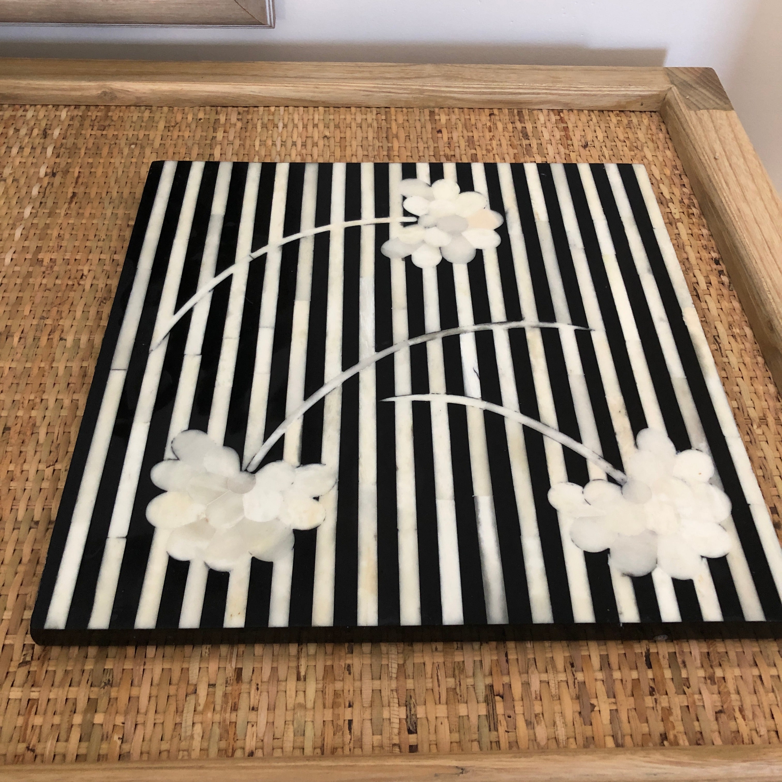 Bone Inlay Trivet in Black & White
