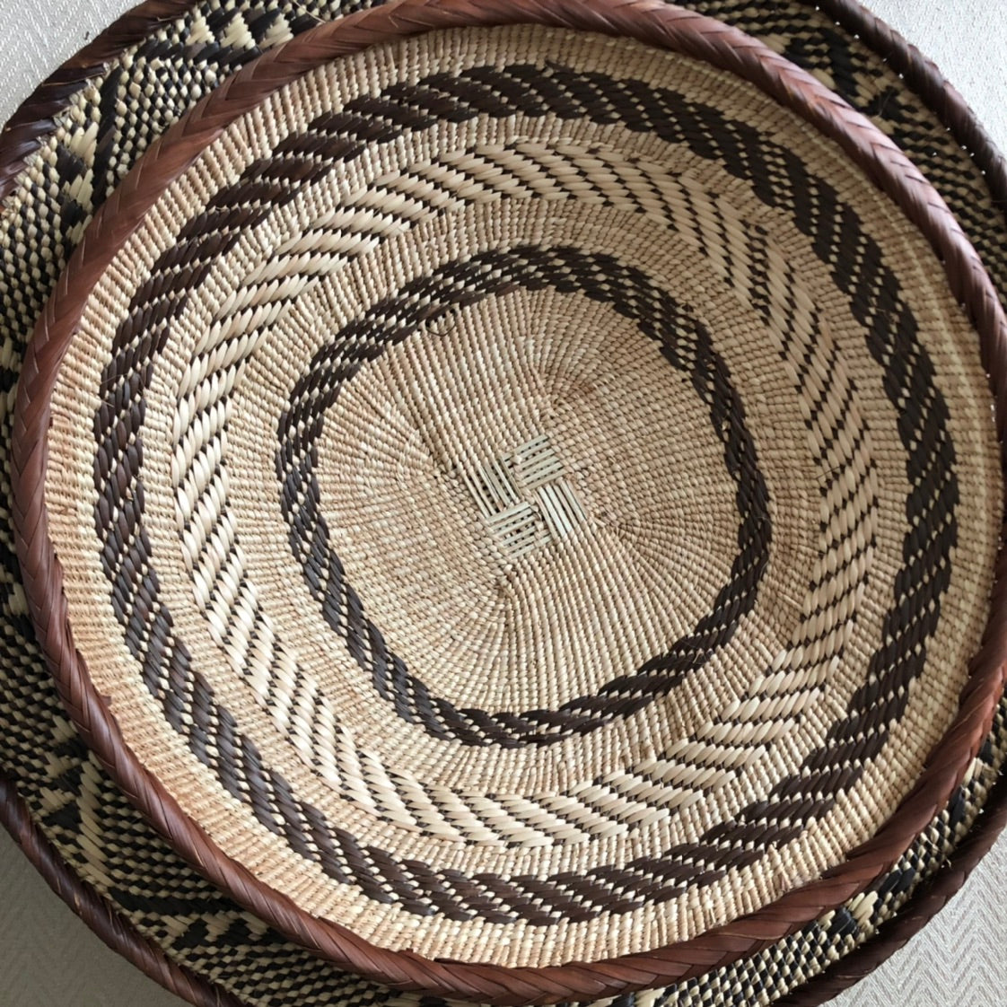 Brass and Bone Inlay Chapati Box with Diamond Design