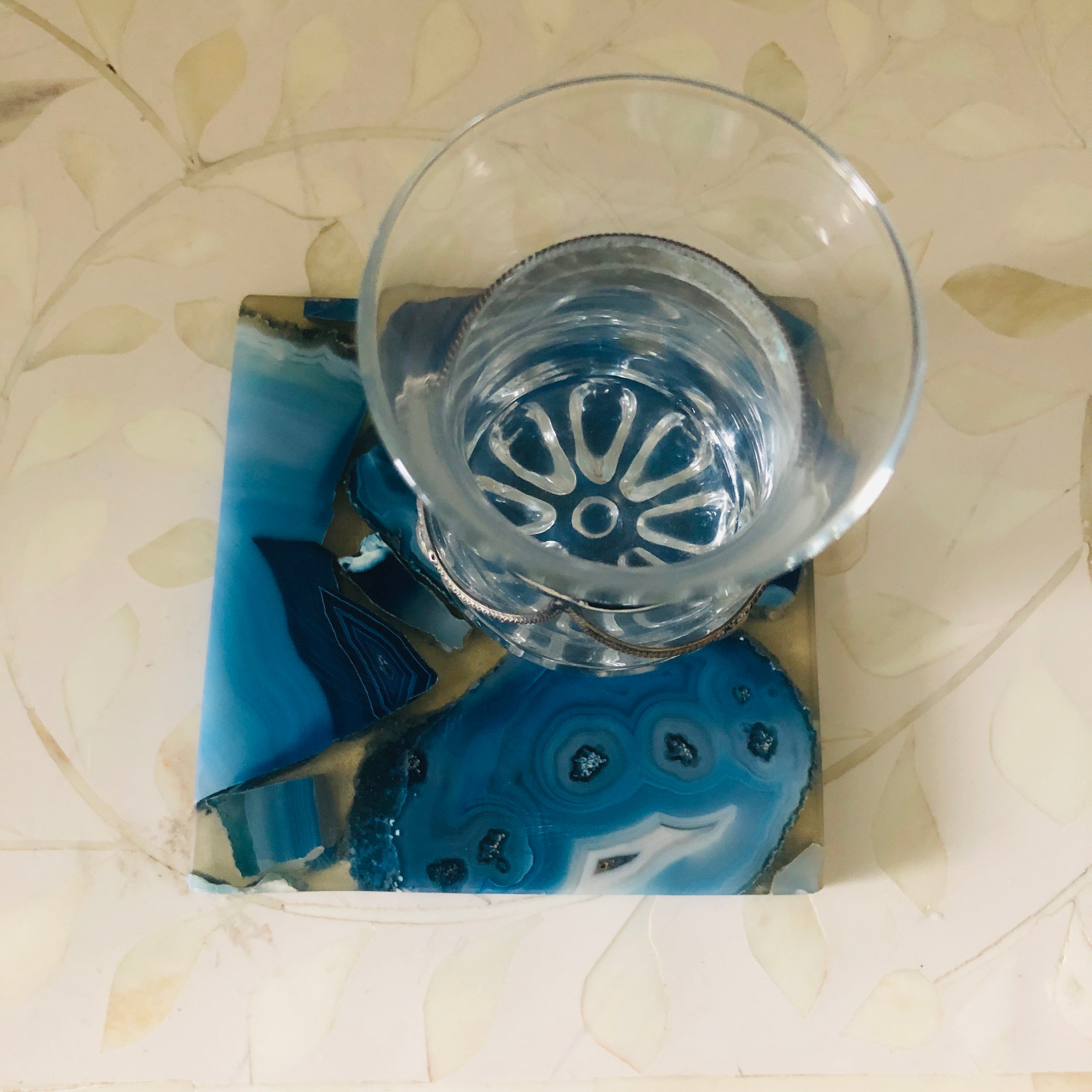 Agate & Resin Coaster in Blue