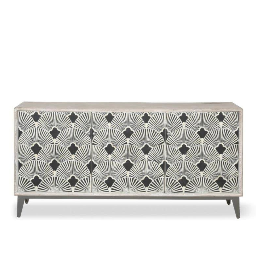 Bone Inlay Sideboard in Japanese Fan