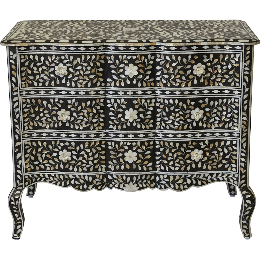 Bone Inlay Floral Side Table in Blush
