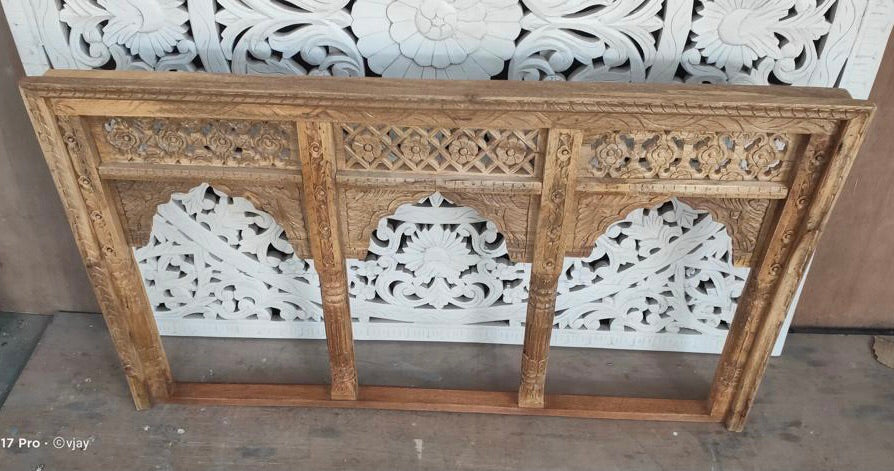 Carved Indian Triple Jarokha Mirror