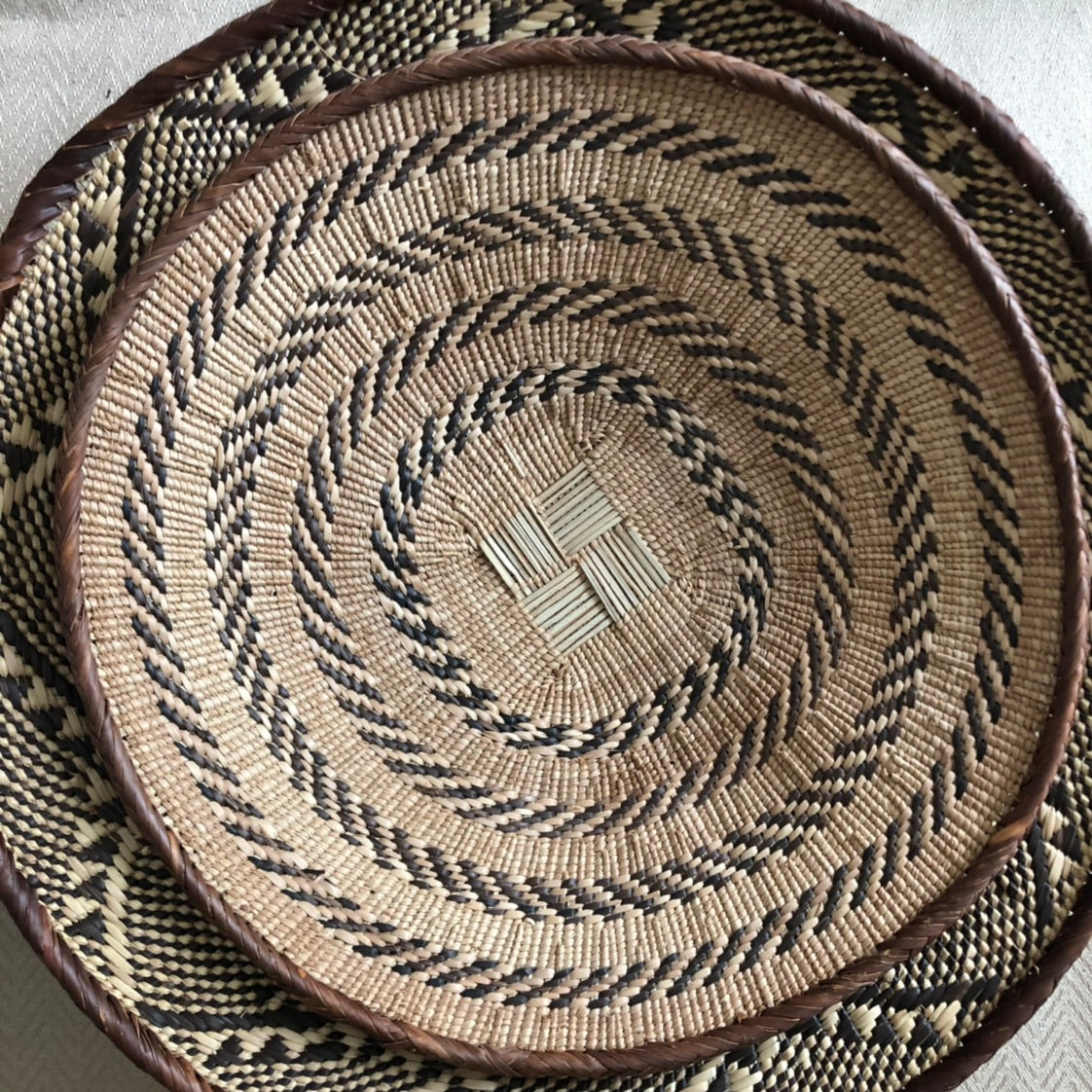Brass and Bone Inlay Chapati Box with Diamond Design