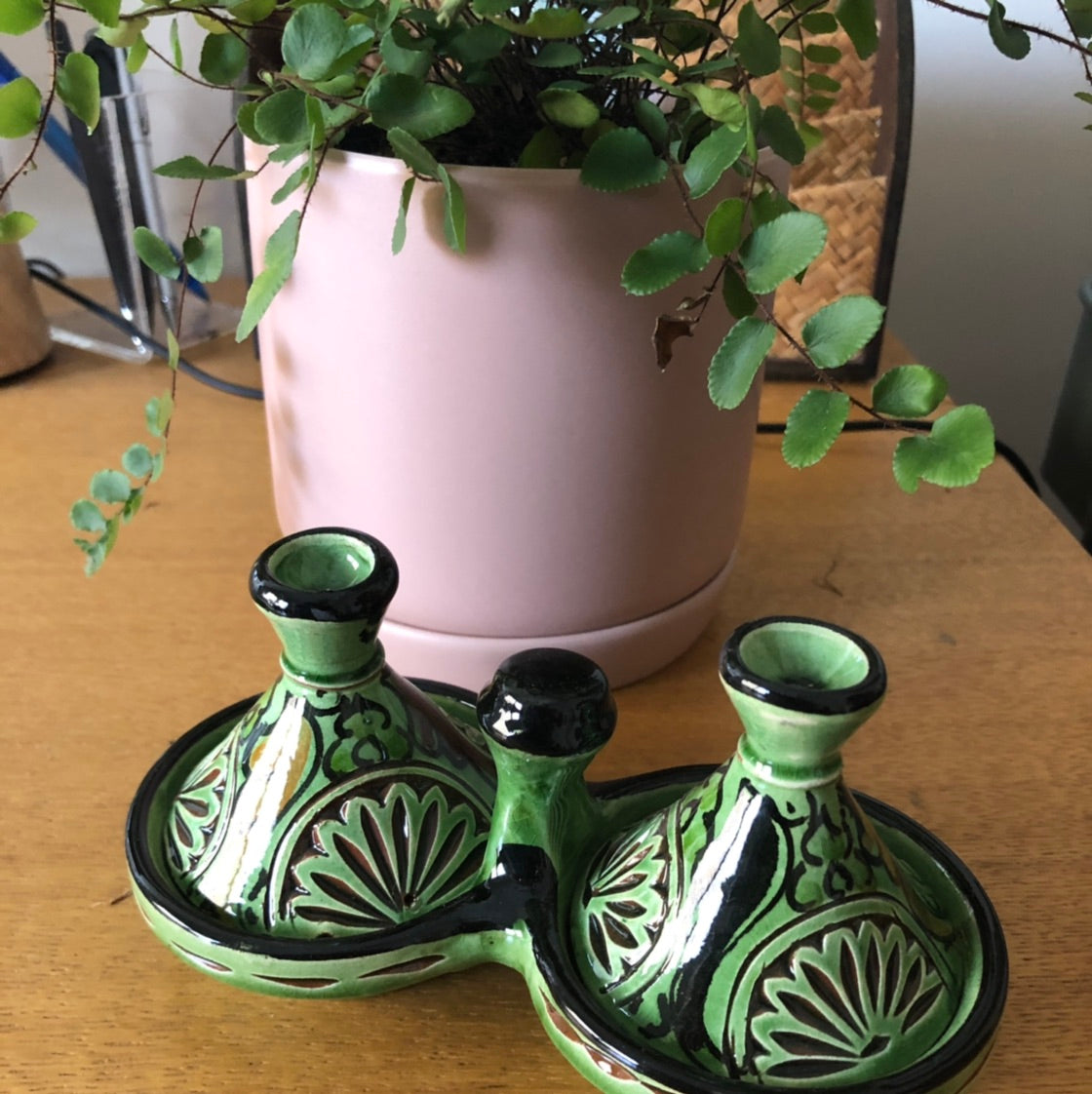 Moorish Fez Mini Dual Tagine in Green