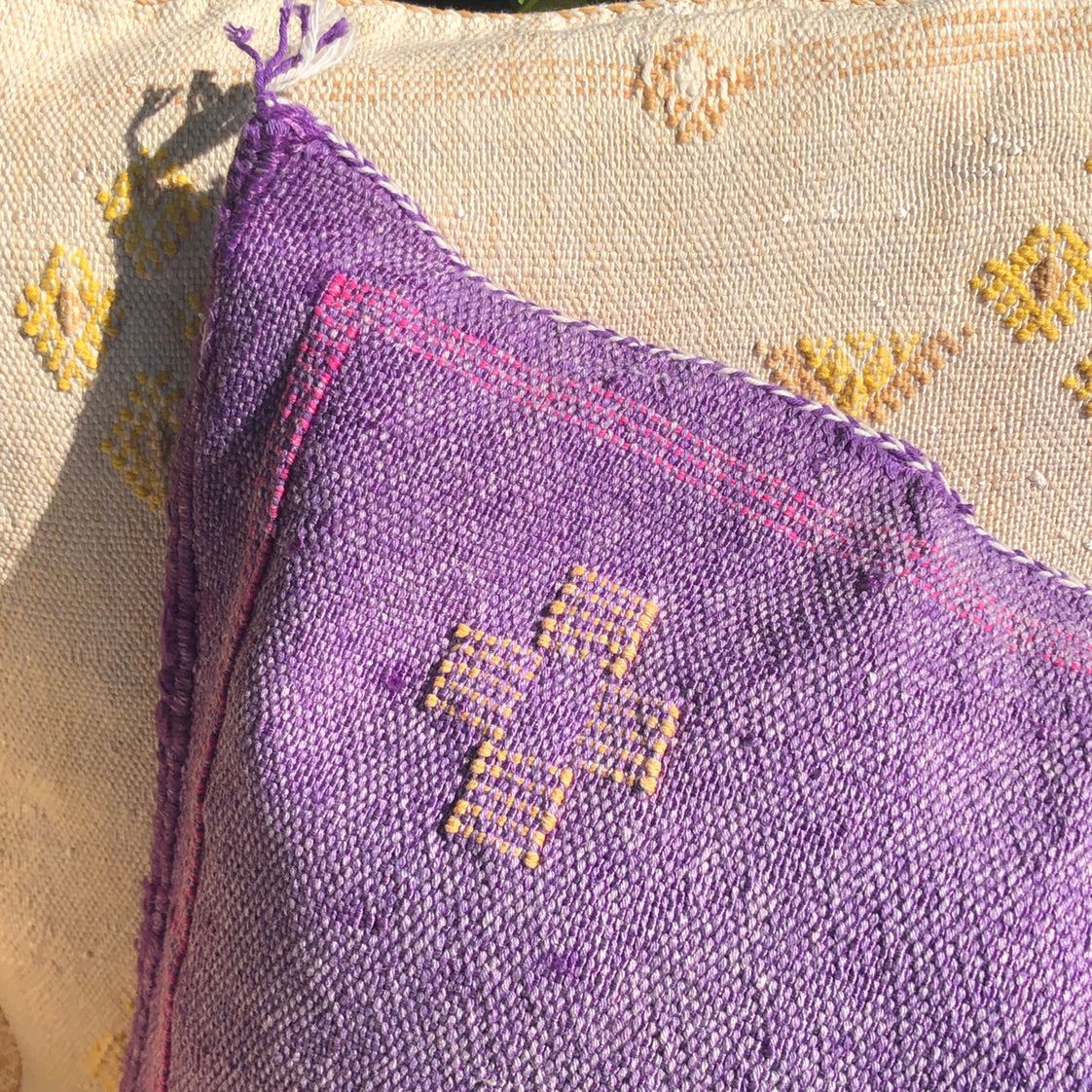 Genuine Moroccan Cactus Silk Cushion in Voilet