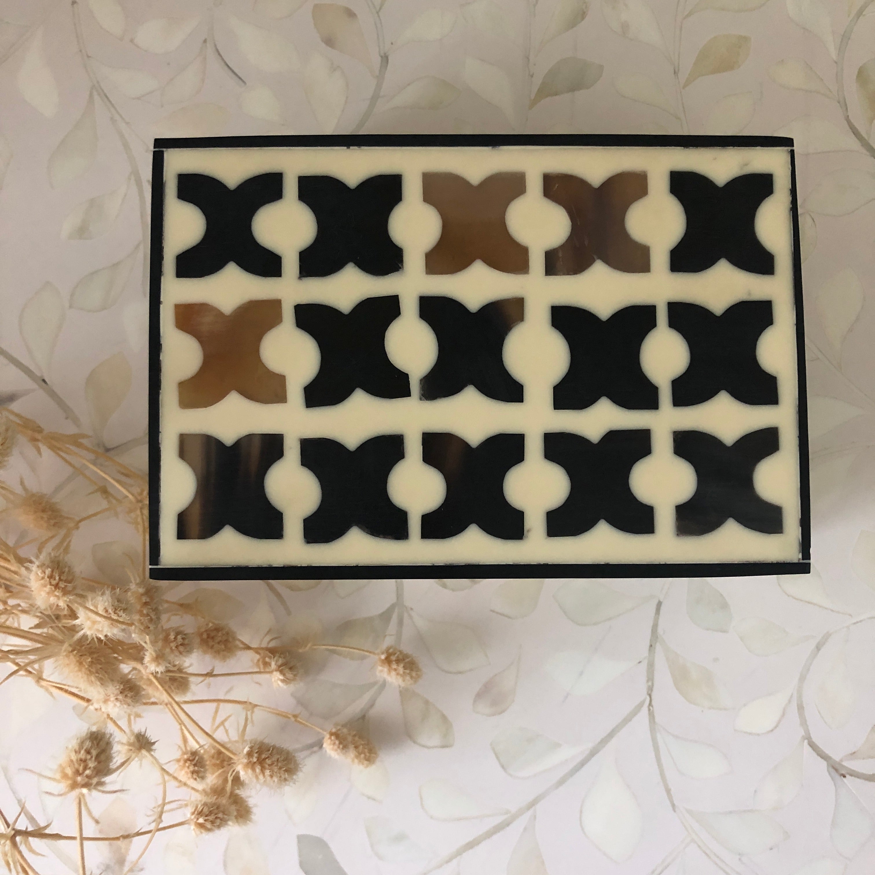 Bone Inlay Box in Cross Pattern