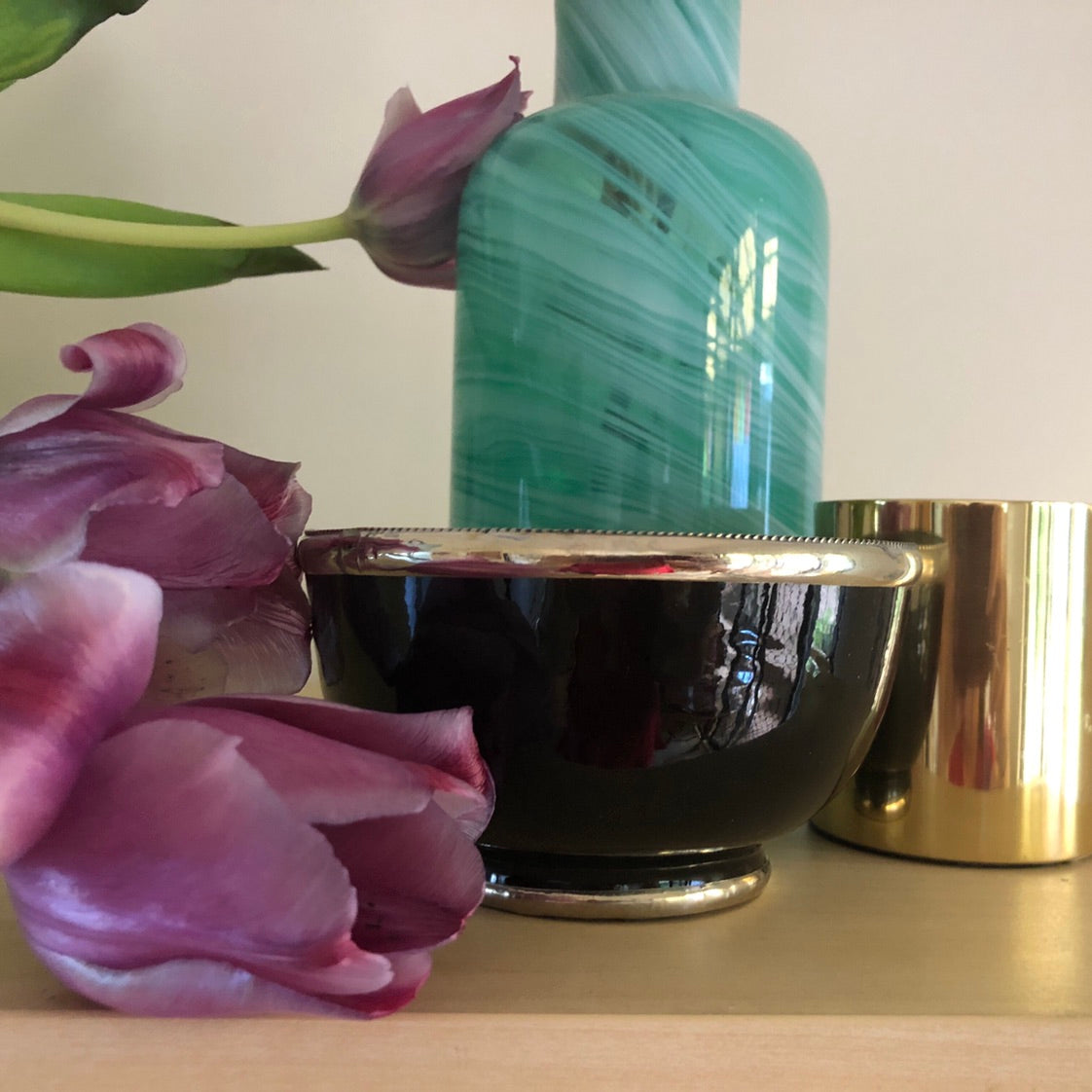 Fez Bowl with Silver Edging in Black - Set of 2