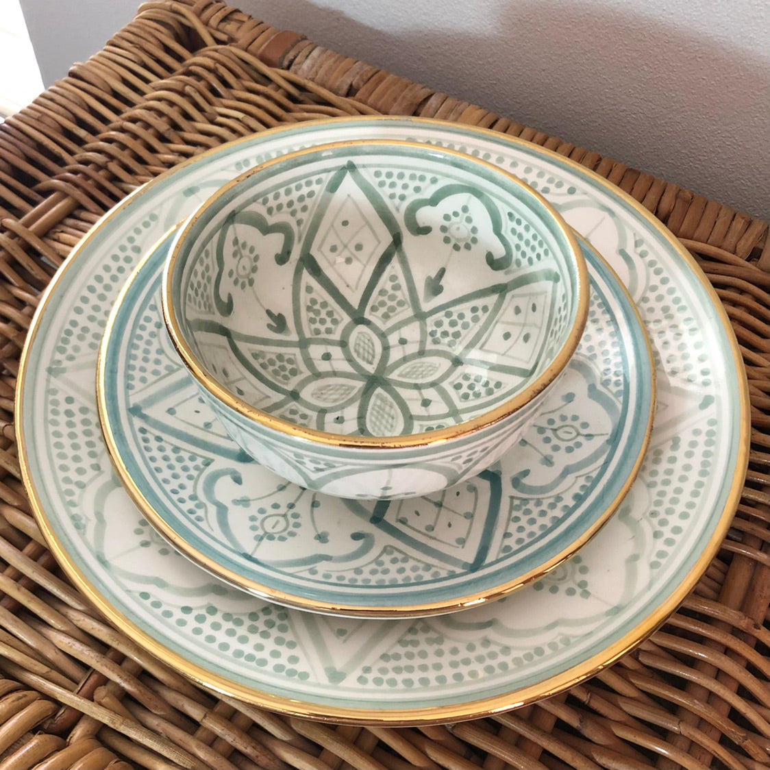 Genuine Rabat Safi Set - Large Plate, Small Plate & Bowl in Mint