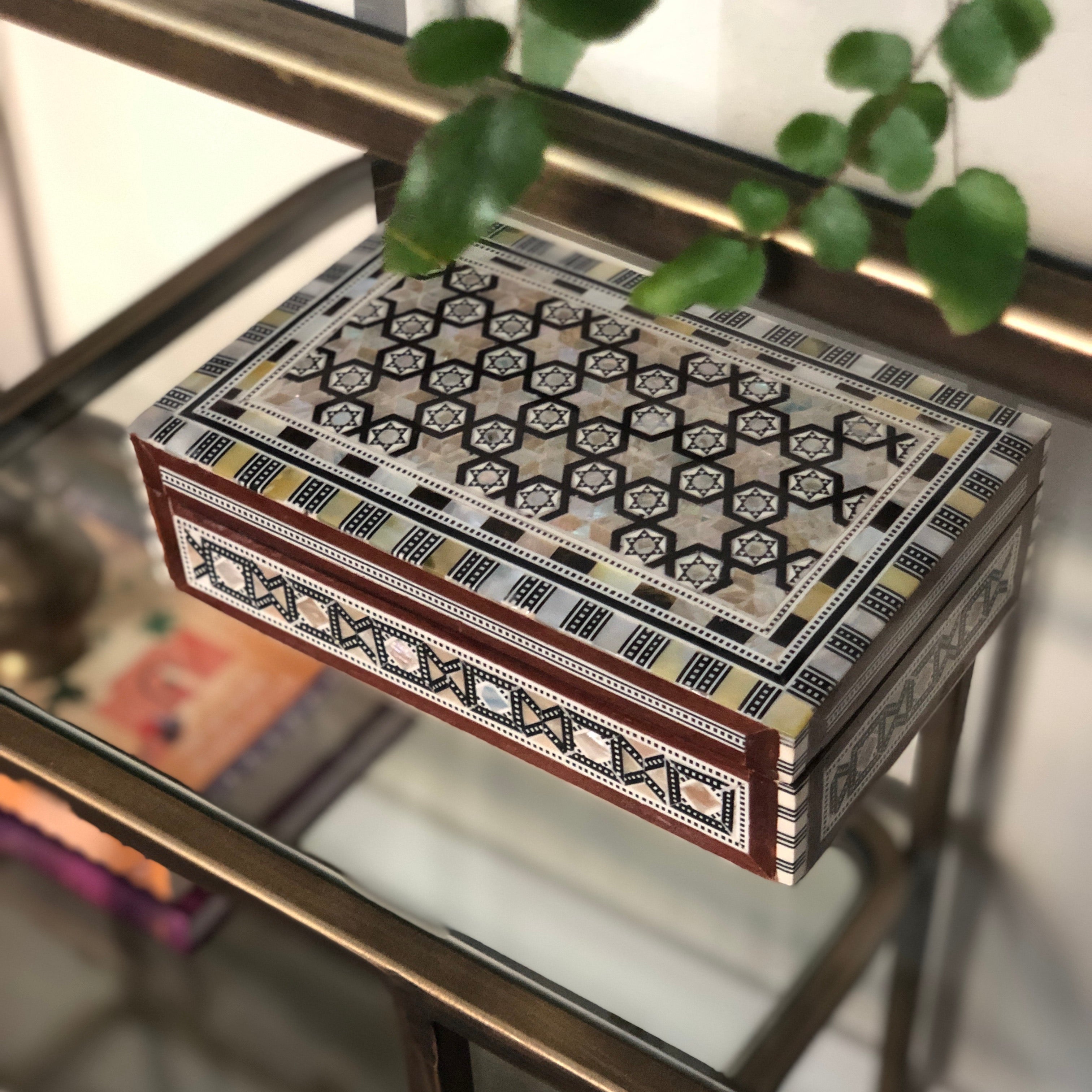 Mother of Pearl Inlay Bedside Cabinet in Grey - WS#1