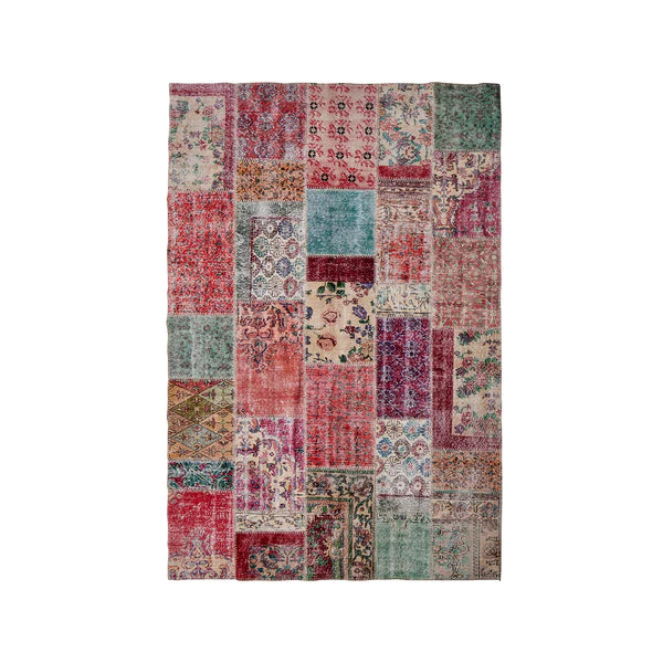 Anatolian Patchwork Rug in Rose & Teal
