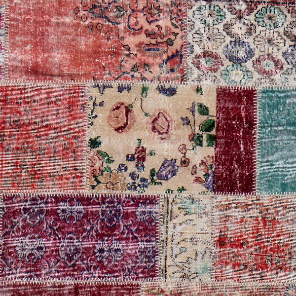 Anatolian Patchwork Rug in Rose & Teal
