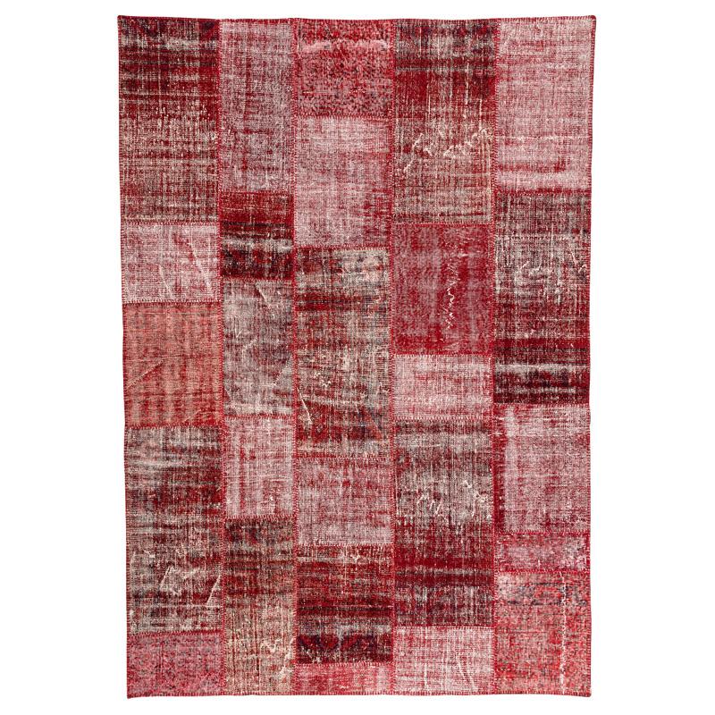 Turkish Patchwork Wool Rug in Magenta