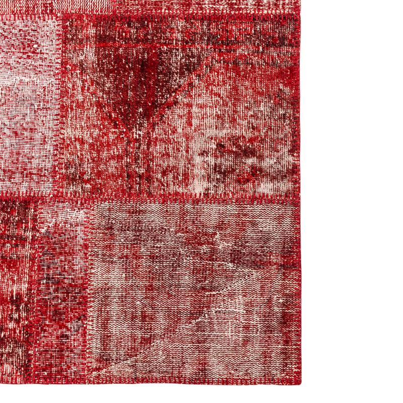 Turkish Patchwork Wool Rug in Magenta