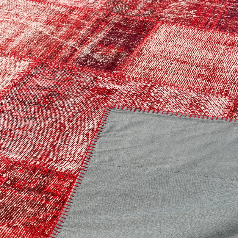 Turkish Patchwork Wool Rug in Magenta