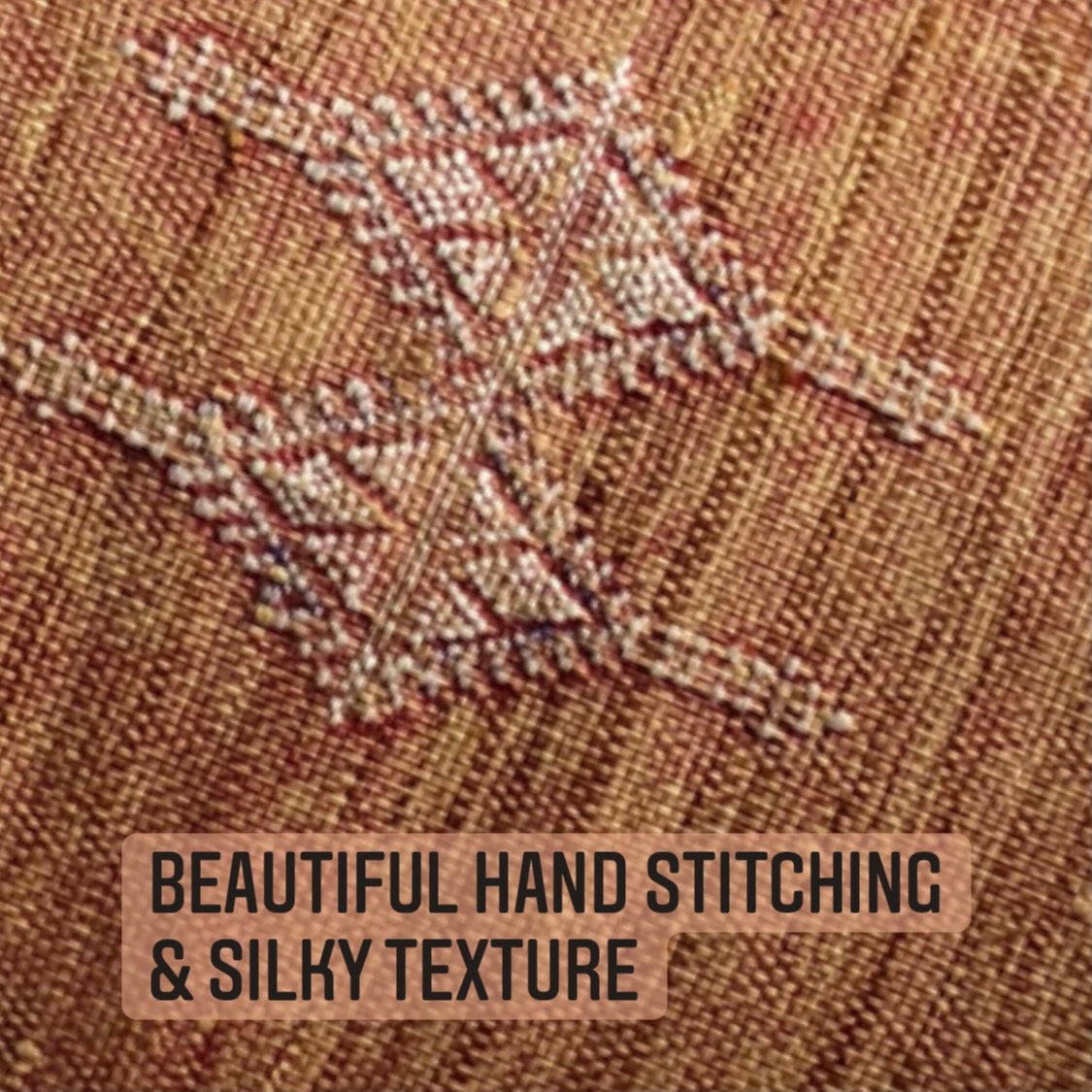 Genuine Moroccan Cactus Silk Rectangular Pillow in Ochre